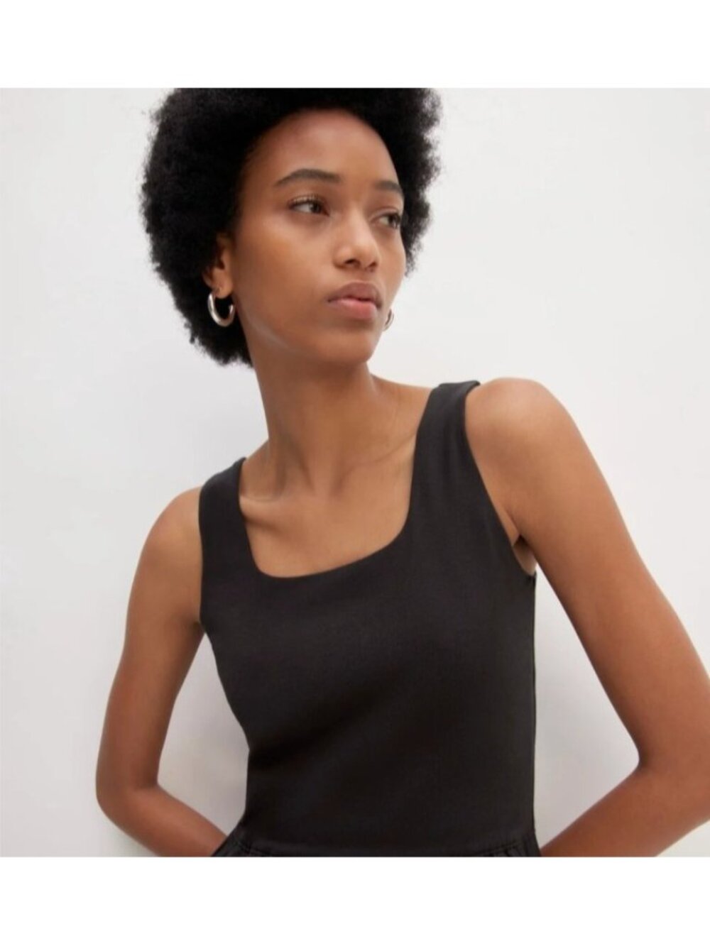 Everlane The Riviera Black Fit & Flare Midi Dress Pockets Size S - Picture 4 of 13